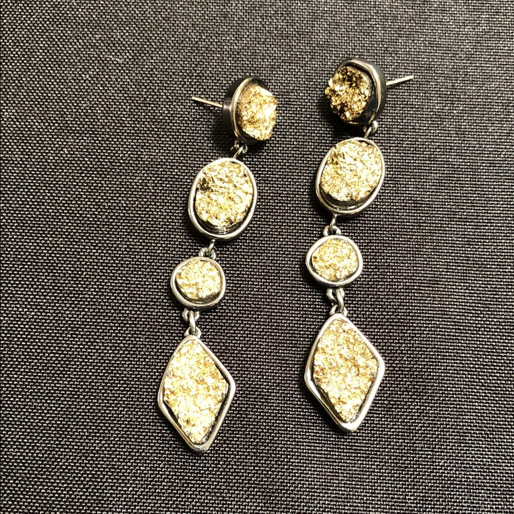Gold Druzy Drop Earrings - Women's Jewelry